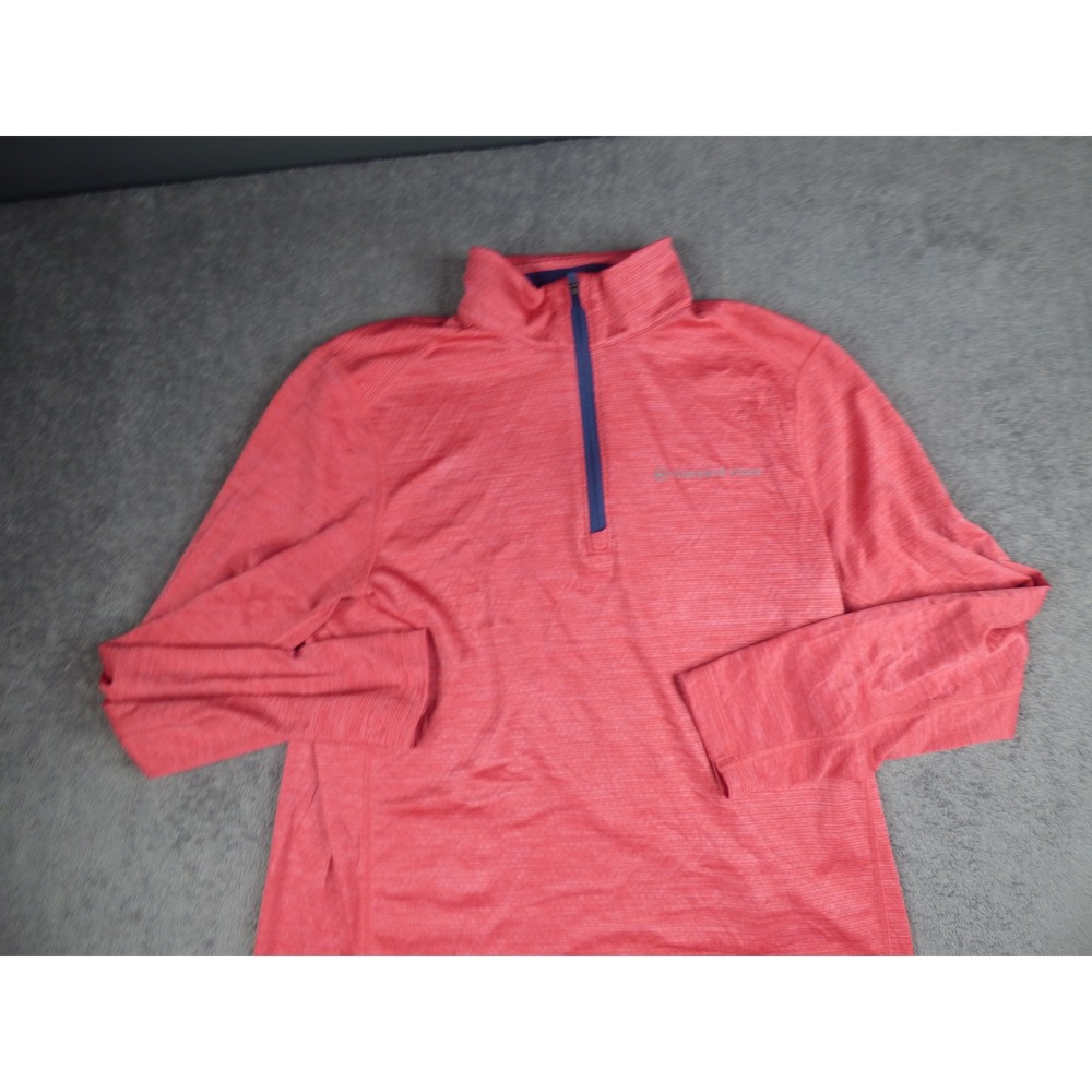 Vineyard Vines Performance Mens Medium Coral Red Heathered Quarter Zip Pullover